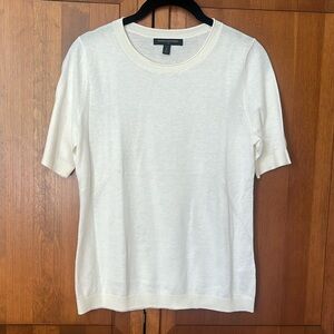 Banana Republic ivory short sleeve cotton blend lightweight sweater-size PS